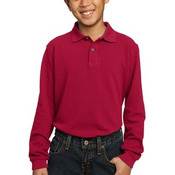 Port Authority® - Youth Long Sleeve Pique Knit Polo. Y320